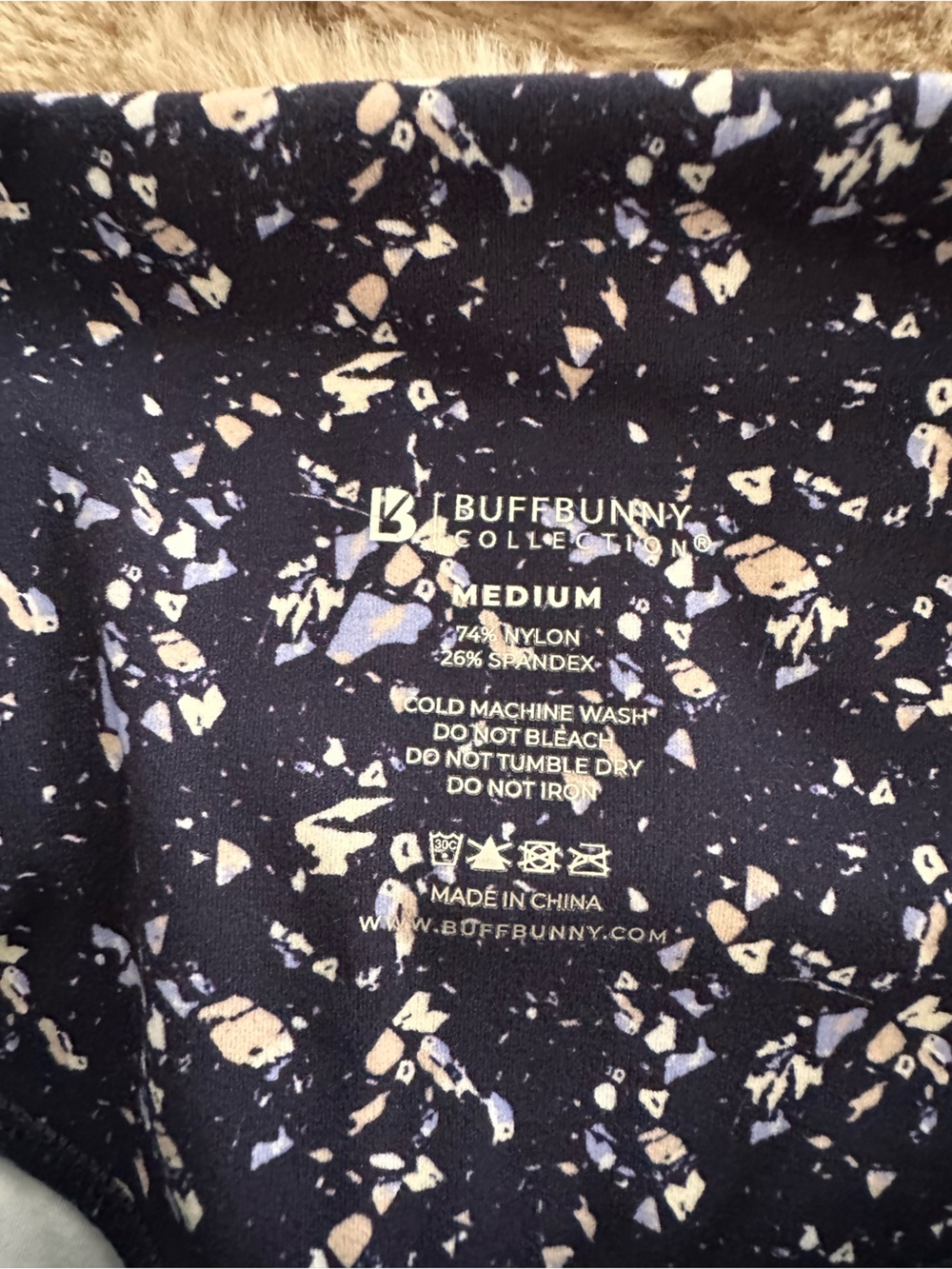 BuffBunny Navy Leggings with Cream and Lavender Speckle Print